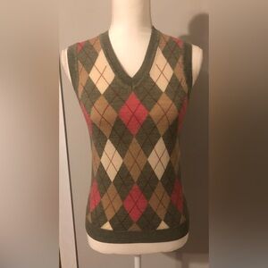 Argyle Patterned Vest in Green and Brown